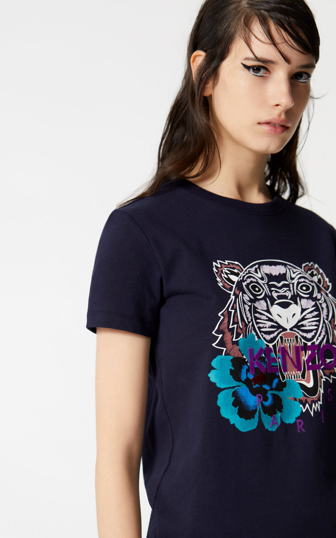 Camisetas Kenzo Indonesian Flower Tiger Mujer Azules Oscuro - SKU.4669123